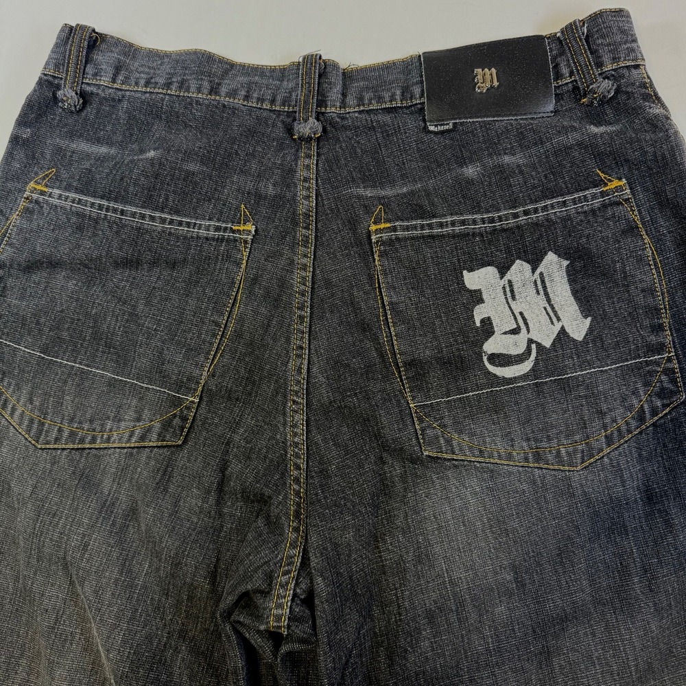 Vintage Makaveli Tupac Y2K Rap Hip‎ Hop Baggy Black Denim Jeans 34X34 - Picture 4 of 8